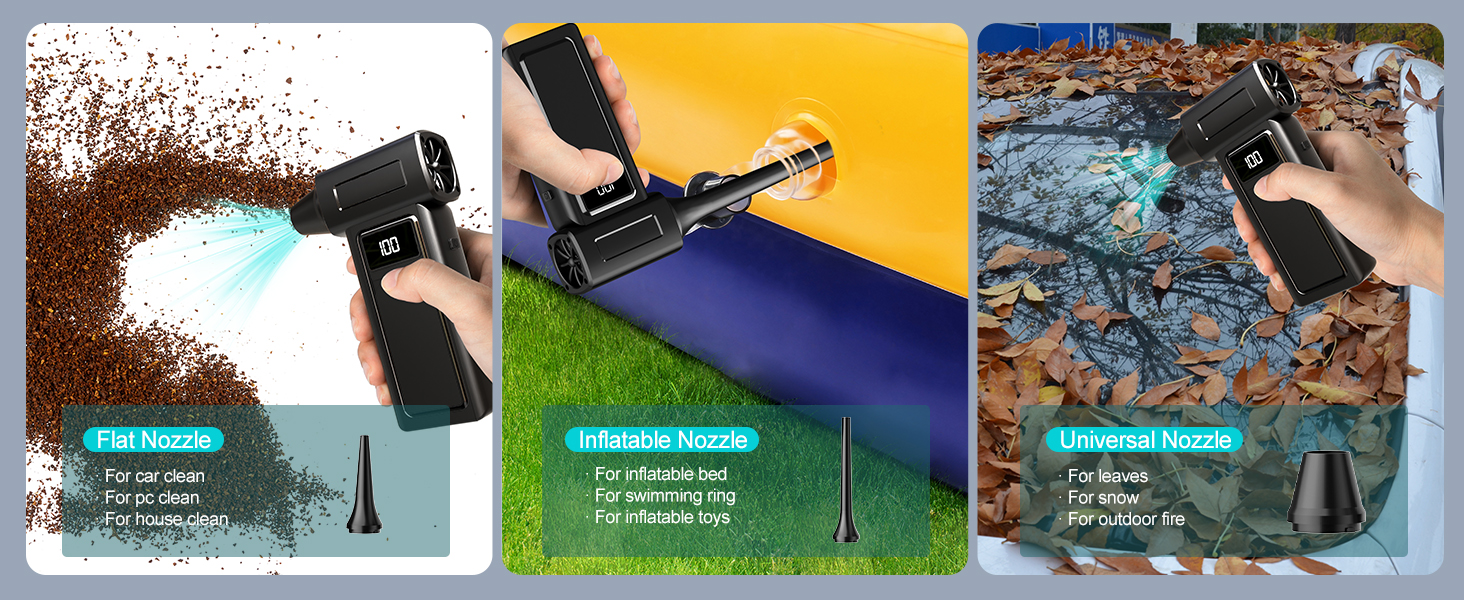 Car Vacuum Portable Cordless Electric Compressed Air Duster 2-in-1 Handheld Rechargeable Air Blower