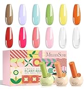 MelodySusie 16.5ml Sweet Scent Gel Nail Polish Set, 10 Dopamine Colors, with 2Pcs No Wipe Glassy ...