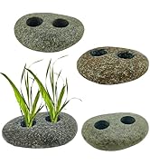 4PCS Natural River Stone Plant Weights for Aquarium,Pebble Aquatic Plants Fixed Ring for Aquatic ...