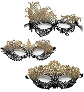 TFTSR Masquerade Masks for Women Couples,Men Mardi Gras Mask,Girls Black Gold Lace Costume,Adults...