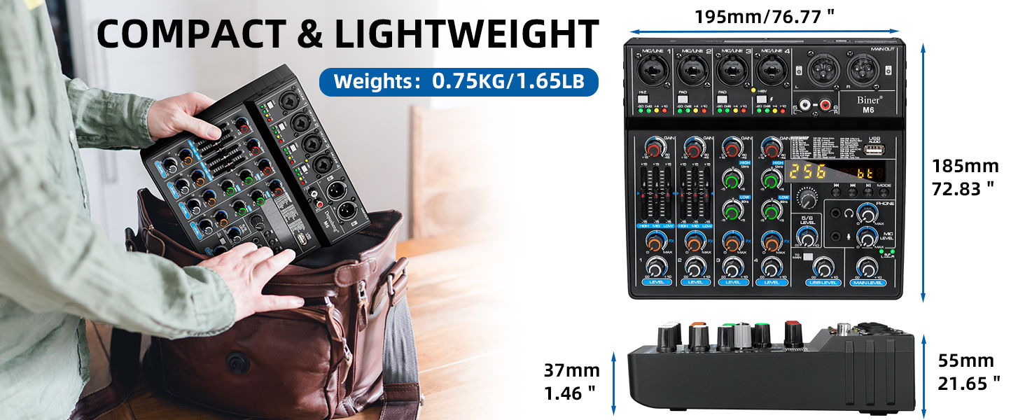 Compact size design, Portable audio sound board