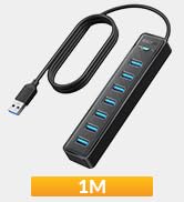 iDsonix 7 Prots USB Hub 3.0 [3.3Ft] USB Expander Hub 5Gbps USB Splitter Multiport Adapter, USB Hu...