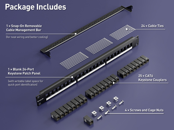 patch panel 24 port package includes