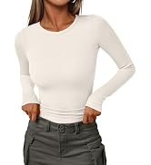 AUTOMET Womens Ribbed Shirts Crewneck Fitted Tops Casual Underscrubs Layer Slim Basic T-Shirts