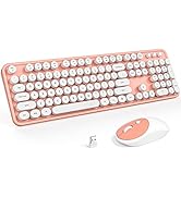 Atelus Wireless Keyboard and Mouse, Retro Full Size Typewriter Keyboard and 3 Adjustable DPI Mous...