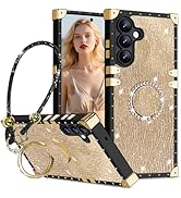 Fofvccv for Samsung Galaxy S25 FE Glitter Case with Wrist Strap Lanyard &amp; Diamond Ring Kickstand,...