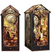 Kisoy DIY Book Nook Miniature Kit with 3D Wooden Puzzle, DIY Manual Book Stand for Bookshelf Inse...