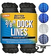 Dock Lines Boat Ropes for Docking, 3/8" Double Braided Mooring Marine Rope, 15ft Nylon Rope with ...