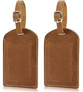 Ringsun Genuine Leather Luggage Tag for Suitcases ID Tags Bag Tags for Luggage (2 Pack)