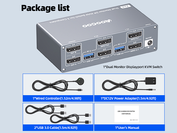 Dual Monitor KVM Switch for 2 Computer
