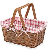 Easter Basket with Double Folding Handles, Natural Hand Woven Easter Basket, Eggs Candy Basket fo...