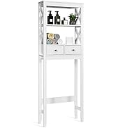 Tangkula Bathroom Space Saver, Over The Toilet Shelf, X-Frame Bathroom Storage Shelf Organizer wi...
