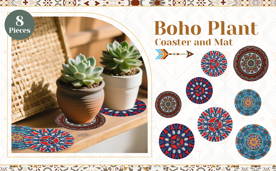 Boho Plant Coaster and Mat