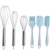 3 Pack Egg Whisk and Cooking Brush Scraper Set, Stainless Steel Wire Whisks for kitchen Cooking B...