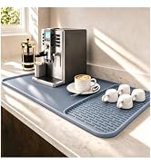 2 In 1 Extra Large 16"x24" Silicone Coffee Bar Mat Accessories Heat Resistant for espresso Machin...