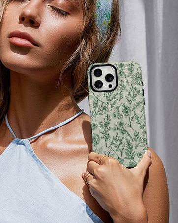 Sage Flower Green Floral Magnetic Phone Case