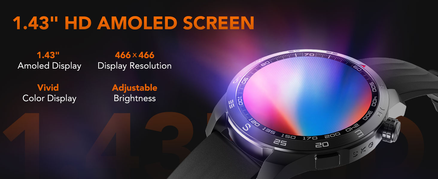 1.43" HD Amoled Screen smart watch