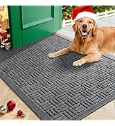 Mibao Front Door Mat Indoor Outdoor Entrance, Dirt Trapping Waterproof All-Season, All-Weather Do...