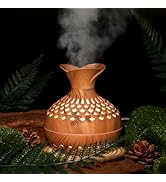 Portable Mini Humidifier, 300ml Small Humidifiers Wooden Vase Flower Aroma Diffuser, Quiet Cool M...