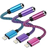 3Pack iPhone Adapter for Headphone Jack, Apple Dongle Splitter MFI Certified Lightning to 3.5mm H...