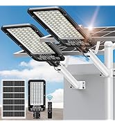 OKPRO 12000W Solar Street Lights Outdoor - 6500K Commercial Parking Lot Dusk to Dawn, Heavy Duty ...