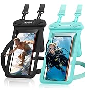 CACOE Waterproof Phone Pouch 2 Pack,Double Waterproof Bag, IPX8 Double Space Waterproof Phone Cas...