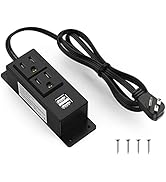 Kungfuking Surge Protector Power Strip Flat Plug Desk Power Grommet Conference Wall Mount USB Out...