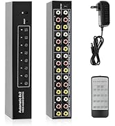Zmmyld 8-Way Composite AV RCA Switcher, 8 in 2 Out Automatic Video L/R Audio Switch Box Selector ...