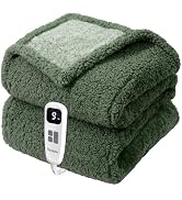 blunique Heated Blanket Electric Blanket Throw - Fast Heating Blanket Throw Double Sided Sherpa U...