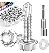 mxuteuk 300PCS #8×3/4" Self Tapping Screws,410 Stainless Steel Self Tapping Screws for Metal,Hex ...