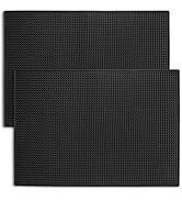 Jibrelxion 2 Pack Rubber Bar Mats for Countertop, 18" x 12" Silicone Dish Drying Spill Mat for Co...