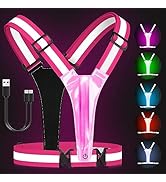 Zacro LED Reflective Vest Running Gear, 5 Lights Colors High Visibility Reflective Running Gear R...