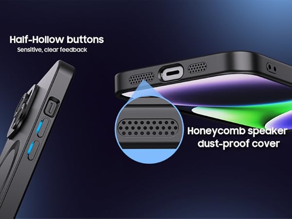 Iphone 15 case with dustproof speaker cover