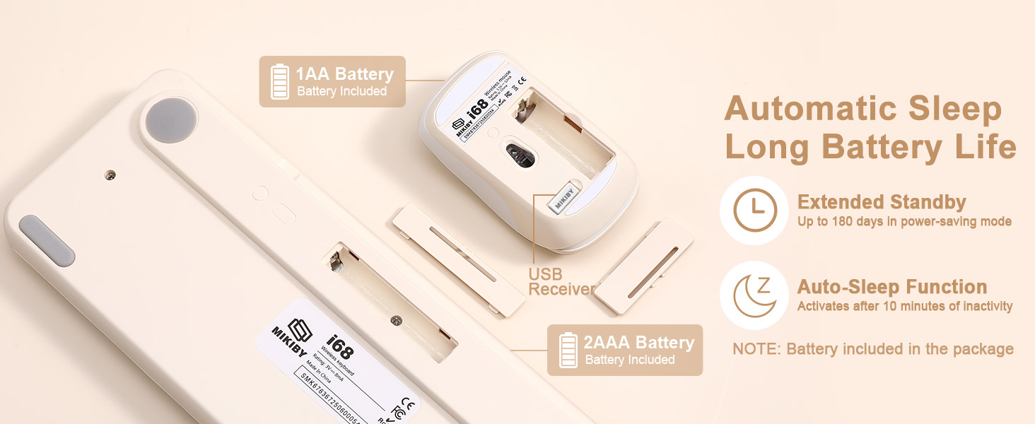 i68 Wireless Typewriter Keyboard and Mouse Combo