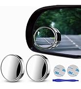 2 pcs Blind Spot Mirrors, 2" Round HD Glass Convex 360° Wide Angle Side Rear View Mirror with ABS...