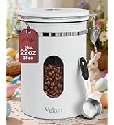 Veken Coffee Canister with Window, Easter Gifts Airtight Stainless Steel Container with Lids, Hom...