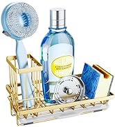 SWTYMIKI Sink Caddy Kitchen Sink Organizer with Detachable Brush Holder, Stainless Steel Sink Spo...