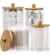 Tbestmax 4 Pcs Qtip Holder Dispenser for Cotton Ball, Cotton Swab, Floss - 10 oz, 12 oz Clear Apo...