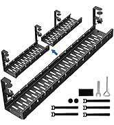 BIWIST No Drilling Extendable Under Desk Cable Management, Metal Cable Management Tray Under Desk...