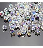 Dowarm 1000PCS Bicone Crystal Beads 4mm, Bulk Small Faceted Bicone Glass Beads for Jewelry Craft ...