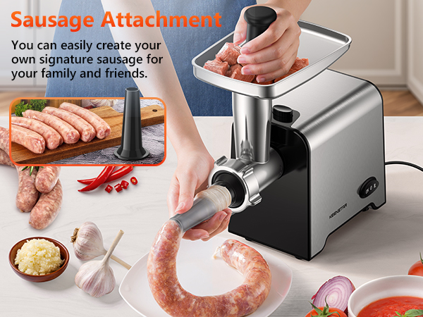 Electric Meat Grinder with Sausage Stuffer Maker &amp;amp;amp; Kubbe Kit Food Grinder with Blade &amp;amp; 3 Plates
