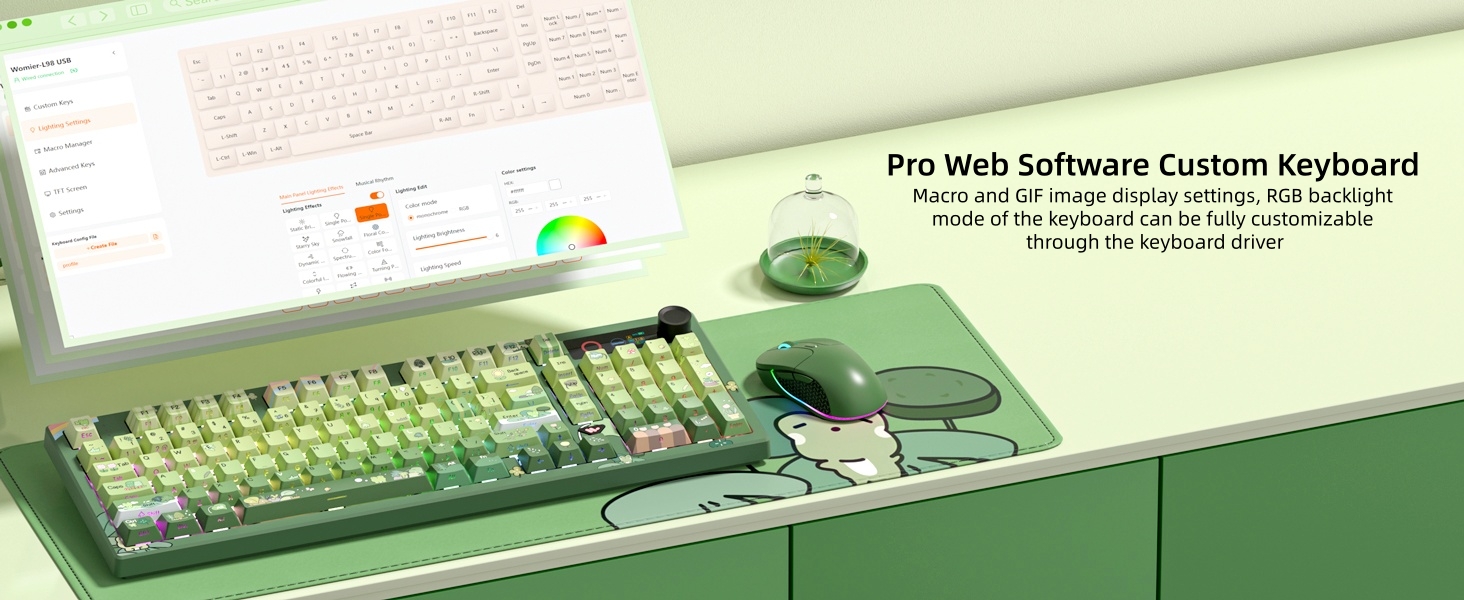 Frog Wireless Mechanical Creamy Keyboard,Gaming Keyboard with Number Pad,98% Keyboard