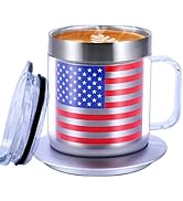 AURAGIFTBS 12oz Self Heating Coffee Mug, Heated Mug with Blue Light, Double Wall Electric Coffee ...