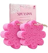 Bath Sponge 2-Pack Shower Natural Cellulose Spa Sponges Body Scrubber with Gentle Exfoliation &amp; Q...