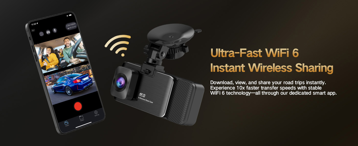 Dash Cam Front and Rear Inside, 3-Channel Cars Camera Dash