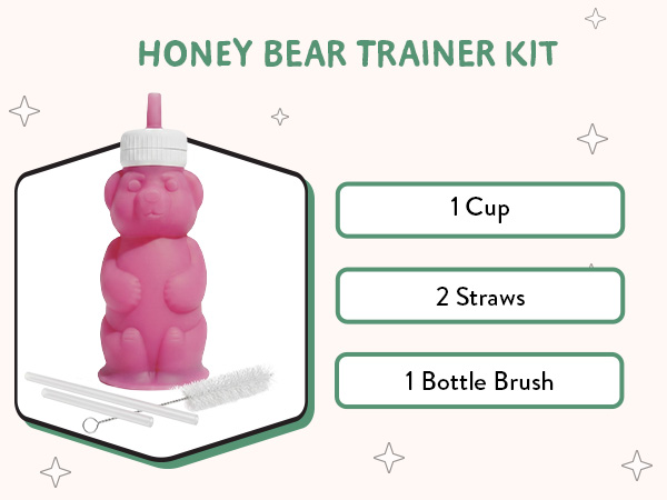 Honey Bear Straw Cup for Baby &amp; Toddler Silicone Squeeze Training Straw Cup Leak Resistant BabySippy