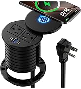 QBA Desktop Power Grommet with Wireless Charger, 3-inch Recessed Power Grommet, 20W USB C Fast Ch...