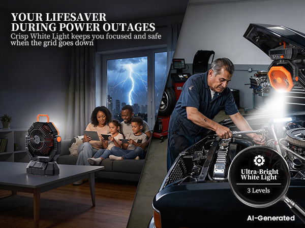 This tent fan offers crisp white light to keep you safe during power outages