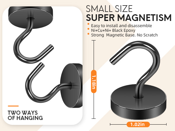Neosmuk black magnetic hooks large opening