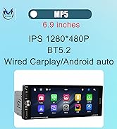 Single Din Car Stereo Compatible with Carplay Android Auto, METEESER 6.9 Inch Bluetooth5.2 Car St...